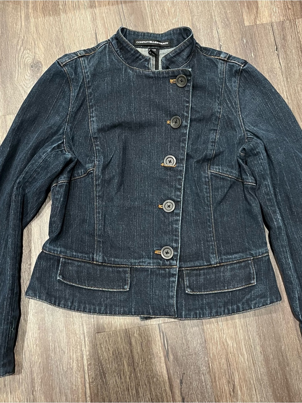Ellen Tracy Dark Indigo Denim Button-Front Jacket